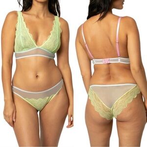 NWT DORA LARSEN Emilie Lace Bralette Low Rise Panty Knicker Set Bright Yellow